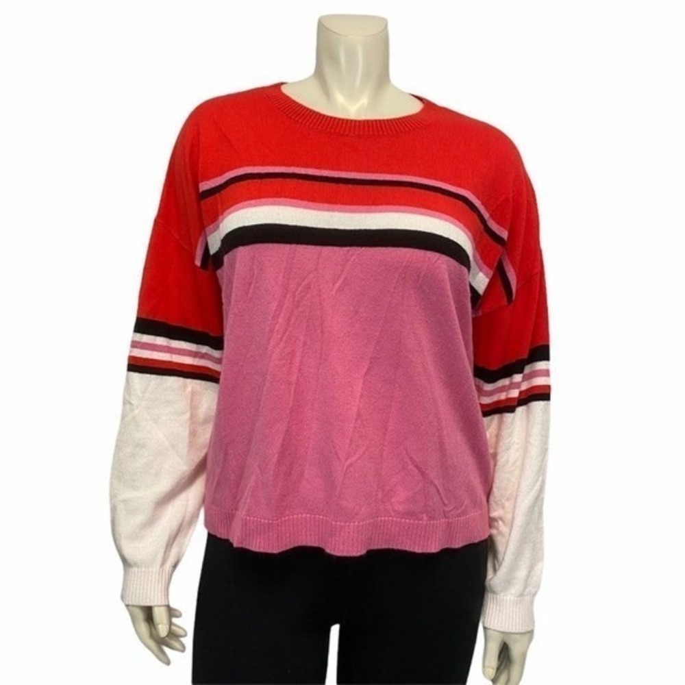 Asos Striped Colorblock Crew Neck Sweater Pullover Sweater Multicolor Casual